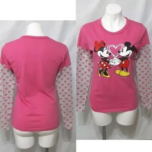 Disney Mickey Minnie Scrub Top Long Sleeve Cartoon Medical Uniform L Best Fits S